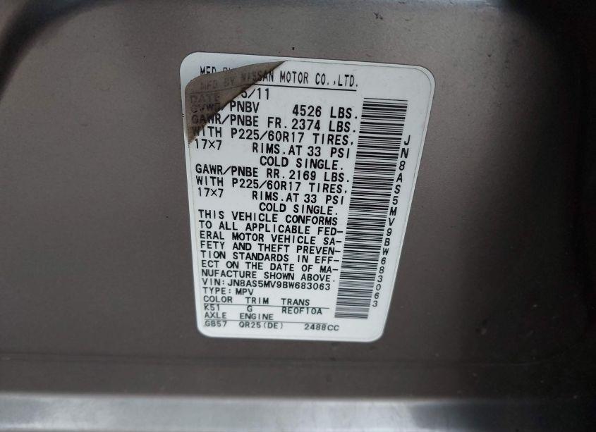 Photo 9 of 2011 Nissan Rogue SV (VIN JN8AS5MV9BW683063)