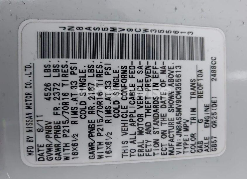 Photo 9 of 2012 Nissan Rogue S (VIN JN8AS5MV9CW355613)