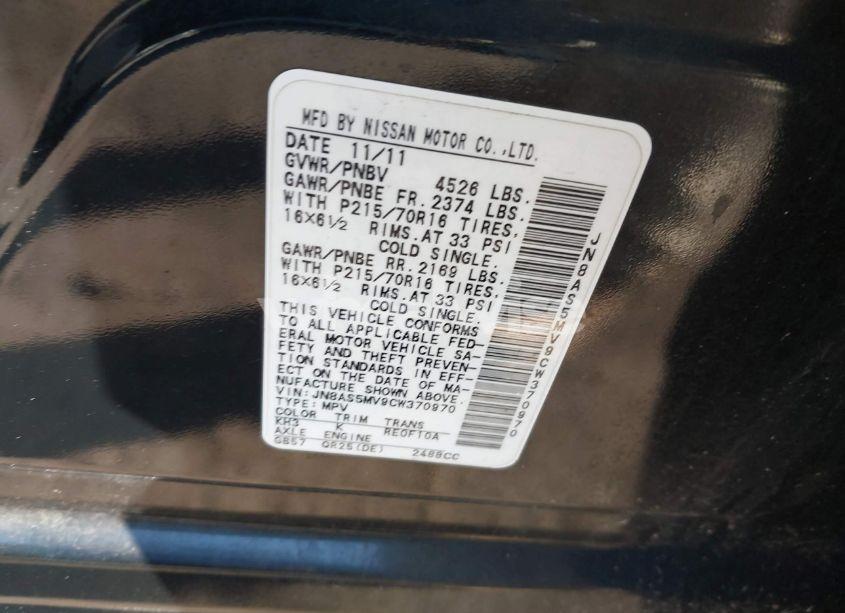 Photo 9 of 2012 Nissan Rogue S (VIN JN8AS5MV9CW370970)