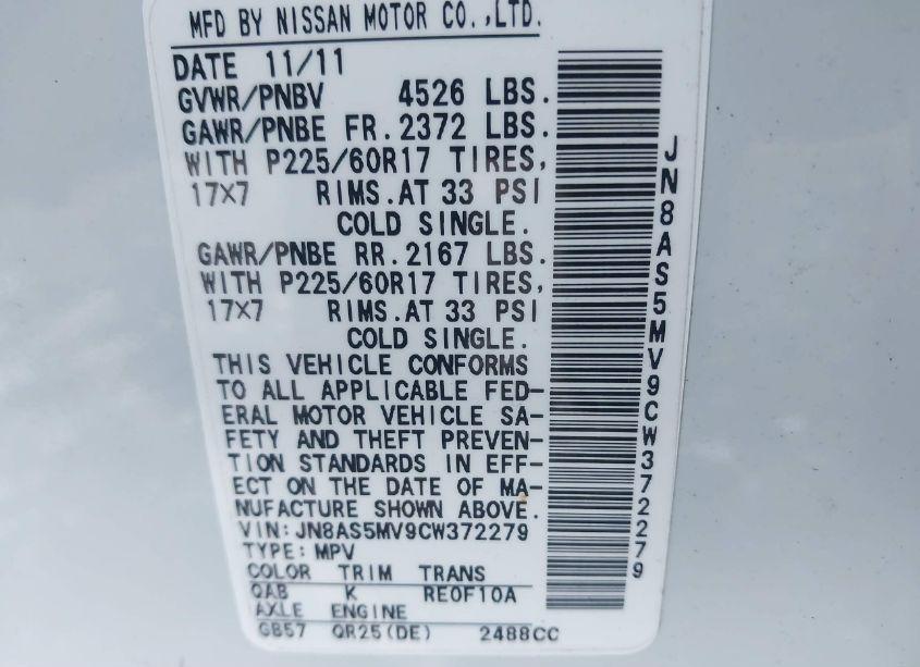 Photo 9 of 2012 Nissan Rogue SV (VIN JN8AS5MV9CW372279)