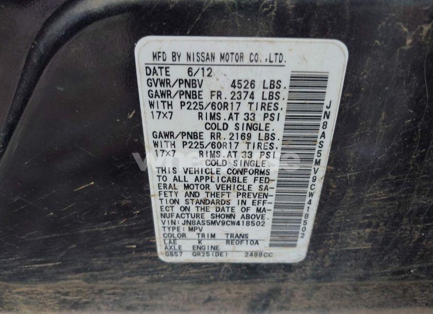 Photo 9 of 2012 Nissan Rogue SV (VIN JN8AS5MV9CW418502)