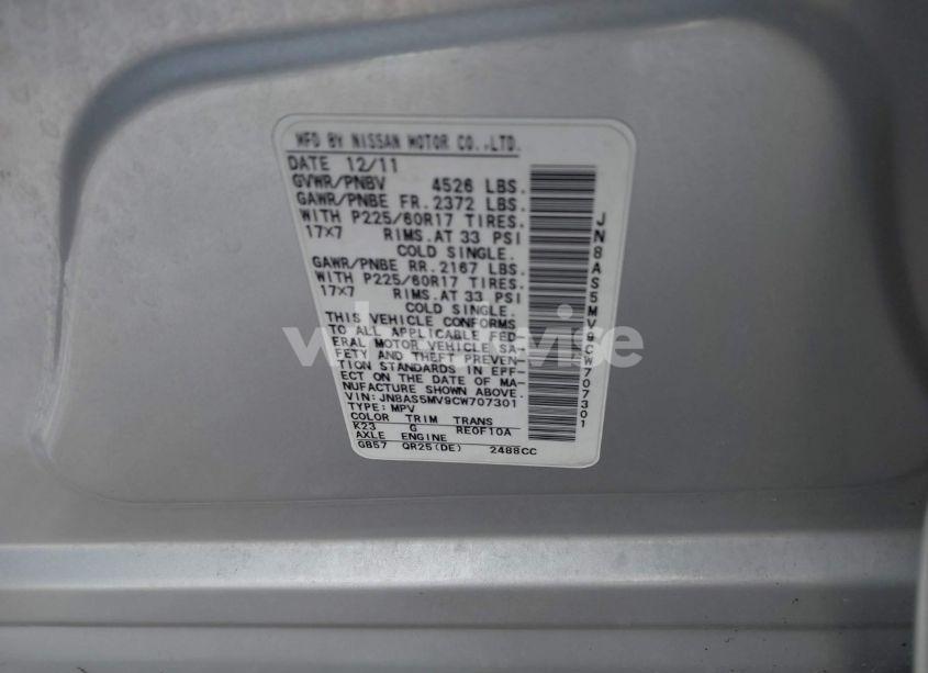 Photo 9 of 2012 Nissan Rogue SV (VIN JN8AS5MV9CW707301)