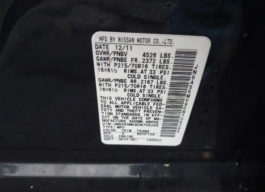 Photo 9 of 2012 Nissan Rogue S (VIN JN8AS5MV9CW708285)