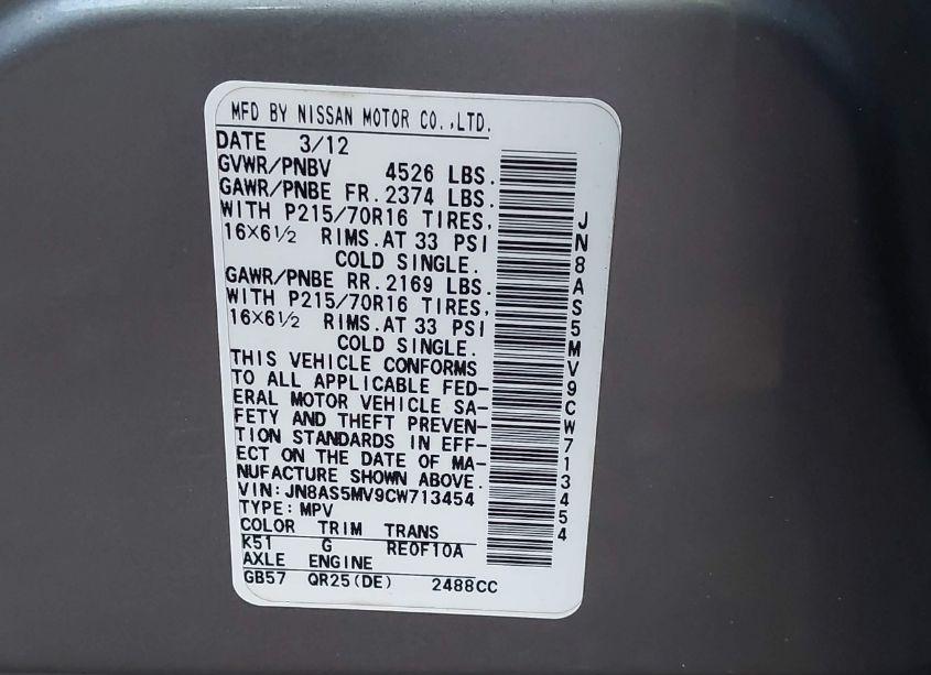 Photo 9 of 2012 Nissan Rogue S (VIN JN8AS5MV9CW713454)