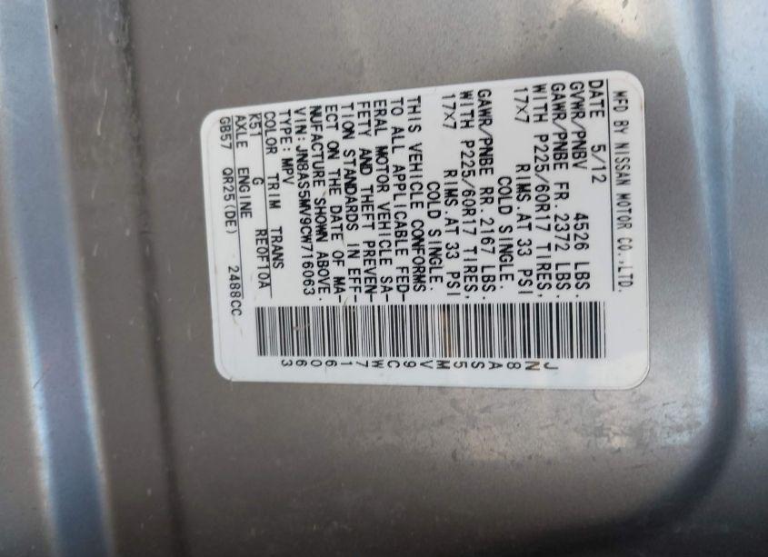 Photo 9 of 2012 Nissan Rogue SV (VIN JN8AS5MV9CW716063)