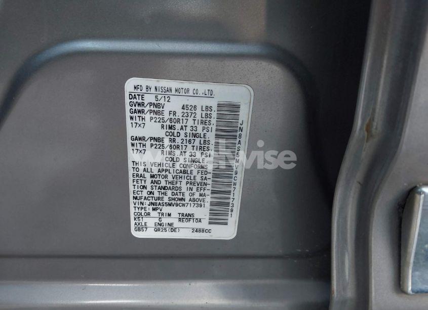 Photo 9 of 2012 Nissan Rogue SV (VIN JN8AS5MV9CW717391)