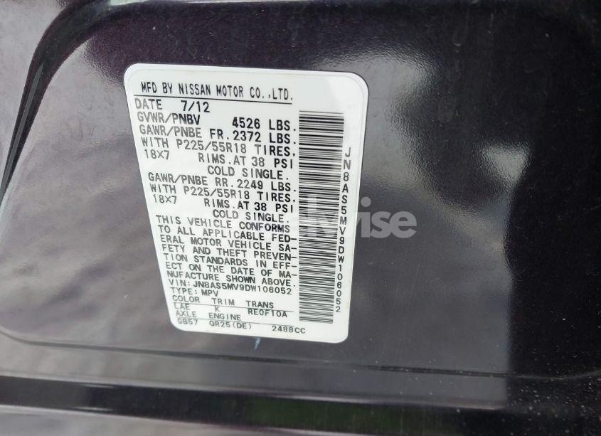 Photo 9 of 2013 Nissan Rogue SV W/SL PKG (VIN JN8AS5MV9DW106052)