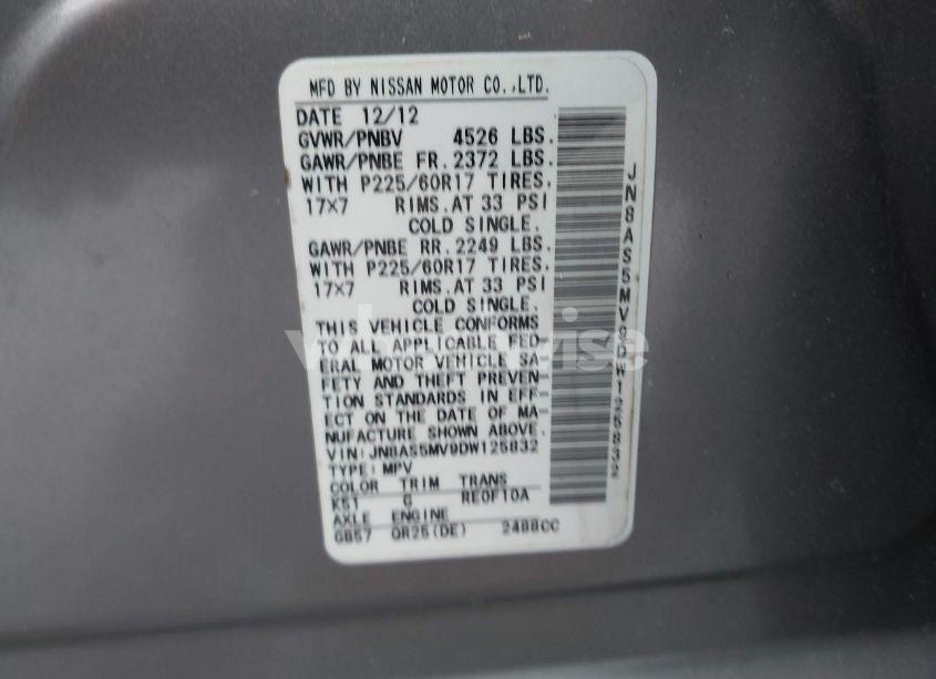 Photo 9 of 2013 Nissan Rogue SV (VIN JN8AS5MV9DW125832)