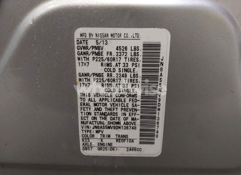 Photo 9 of 2013 Nissan Rogue SV (VIN JN8AS5MV9DW136748)