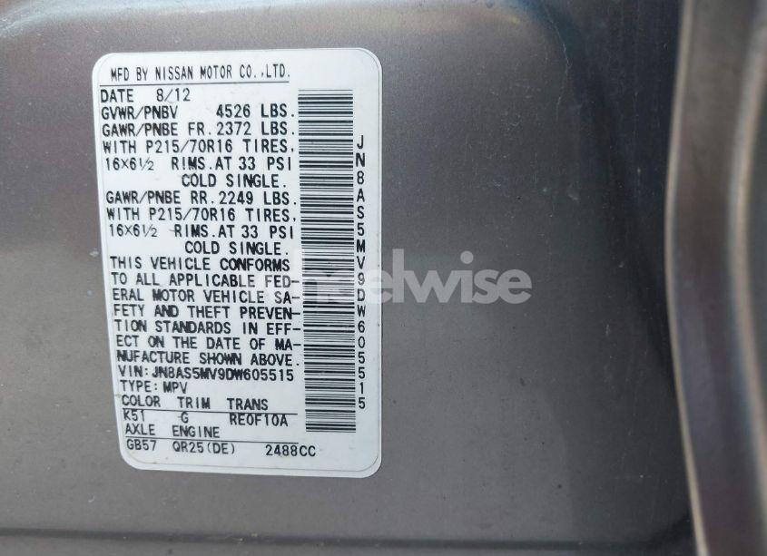 Photo 9 of 2013 Nissan Rogue S (VIN JN8AS5MV9DW605515)