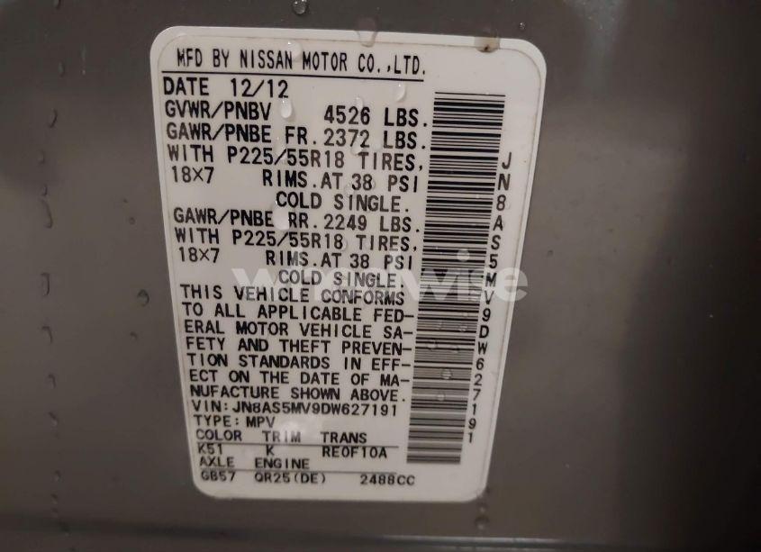 Photo 9 of 2013 Nissan Rogue SV W/SL PKG (VIN JN8AS5MV9DW627191)