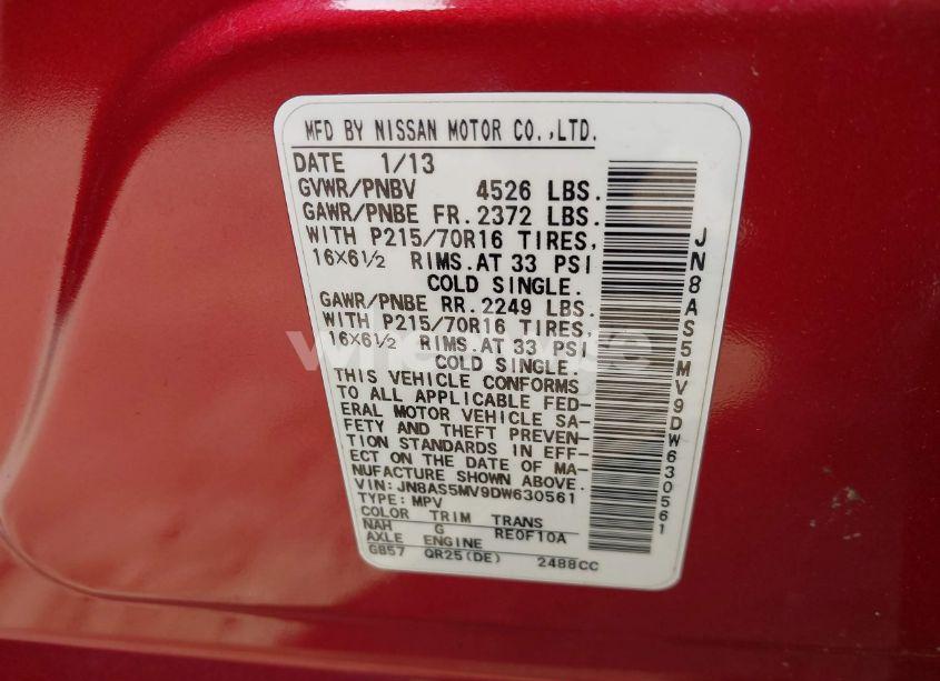 Photo 9 of 2013 Nissan Rogue S (VIN JN8AS5MV9DW630561)