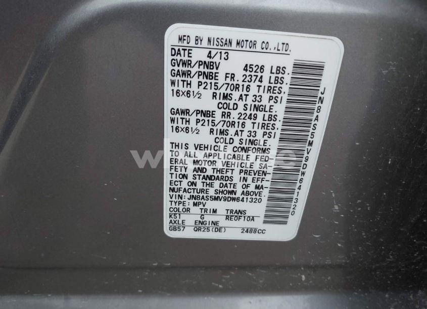 Photo 9 of 2013 Nissan Rogue S (VIN JN8AS5MV9DW641320)