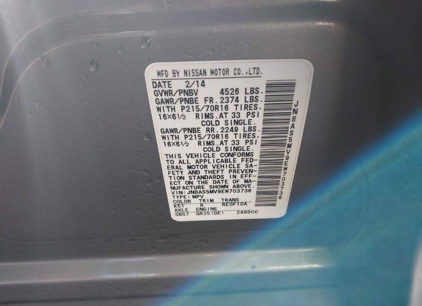 Photo 9 of 2014 Nissan Rogue SELECT S (VIN JN8AS5MV9EW703736)