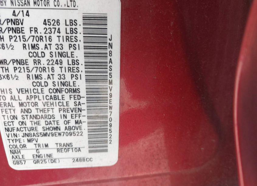 Photo 9 of 2014 Nissan Rogue SELECT S (VIN JN8AS5MV9EW709522)