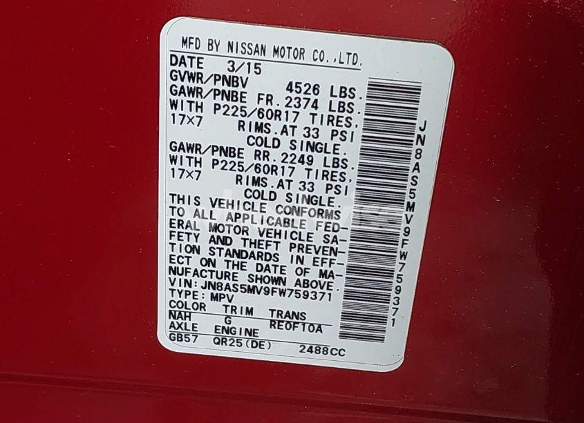 Photo 9 of 2015 Nissan Rogue SELECT S (VIN JN8AS5MV9FW759371)