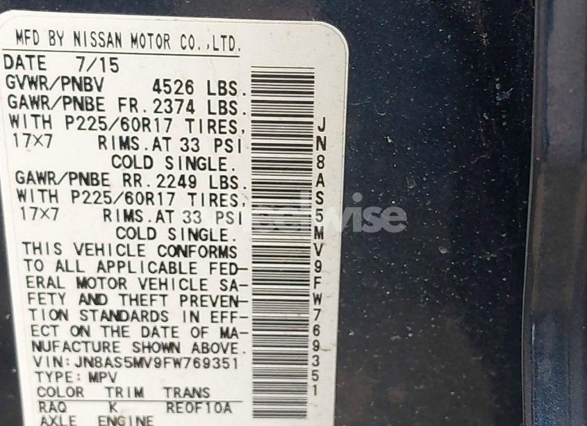 Photo 9 of 2015 Nissan Rogue SELECT S (VIN JN8AS5MV9FW769351)