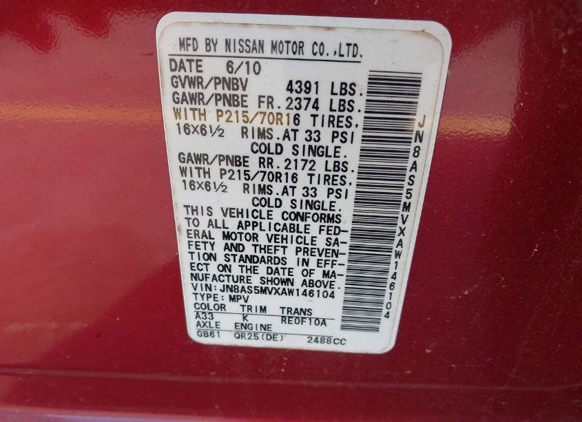 Photo 9 of 2010 Nissan Rogue S (VIN JN8AS5MVXAW146104)