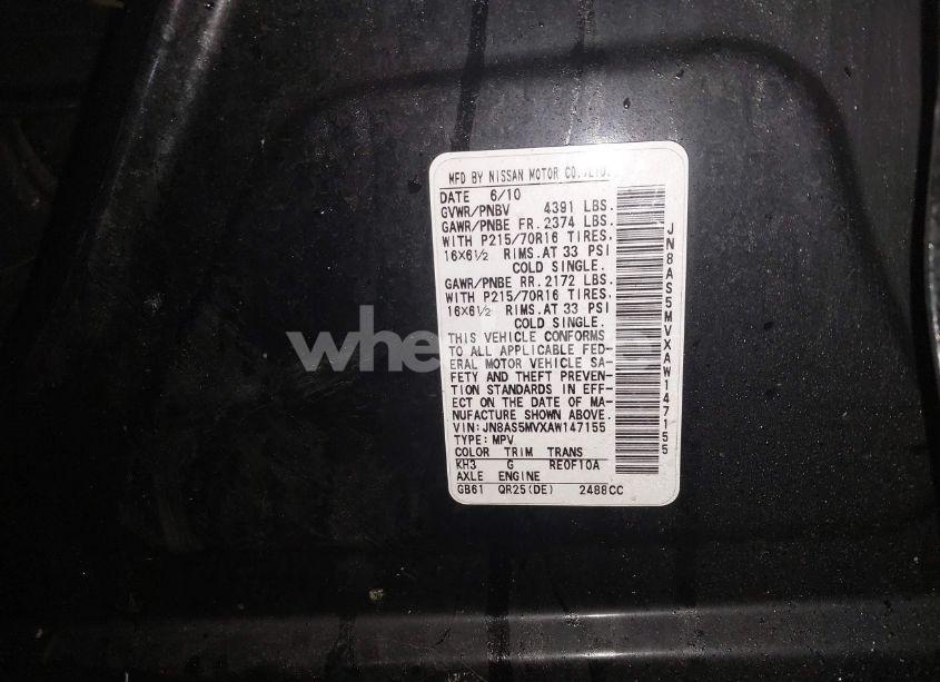 Photo 9 of 2010 Nissan Rogue S (VIN JN8AS5MVXAW147155)