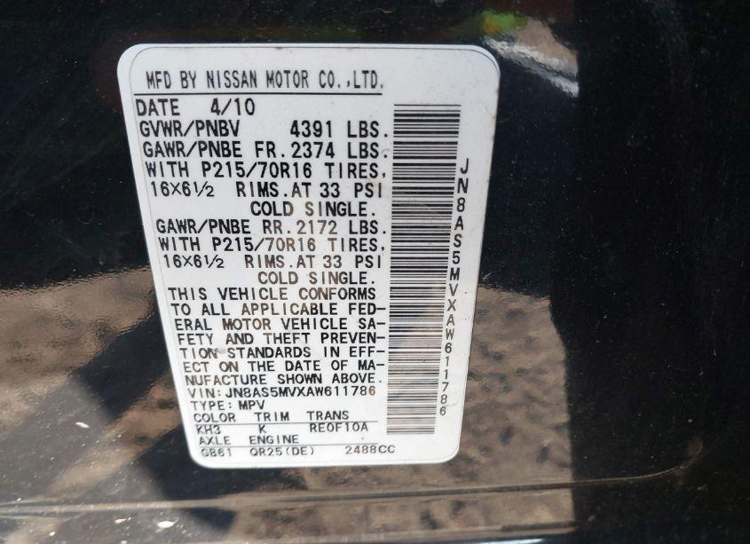 Photo 9 of 2010 Nissan Rogue S (VIN JN8AS5MVXAW611786)