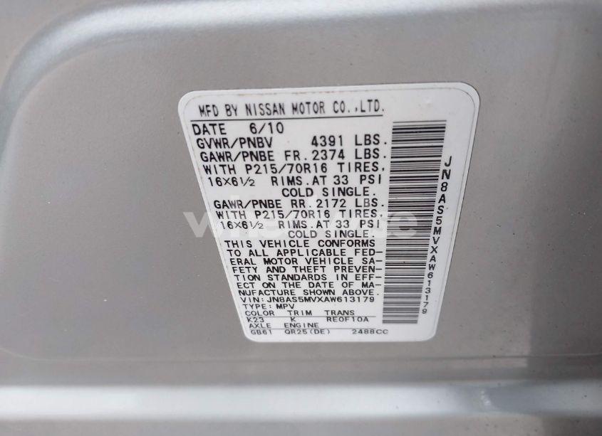 Photo 9 of 2010 Nissan Rogue S (VIN JN8AS5MVXAW613179)