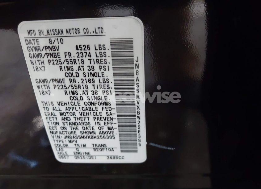 Photo 9 of 2011 Nissan Rogue SV (VIN JN8AS5MVXBW258385)