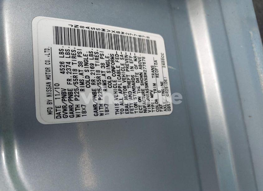 Photo 9 of 2011 Nissan Rogue SV (VIN JN8AS5MVXBW277678)