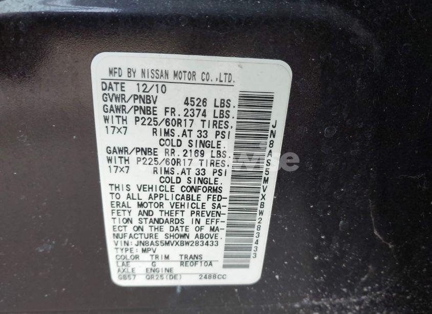 Photo 9 of 2011 Nissan Rogue SV (VIN JN8AS5MVXBW283433)