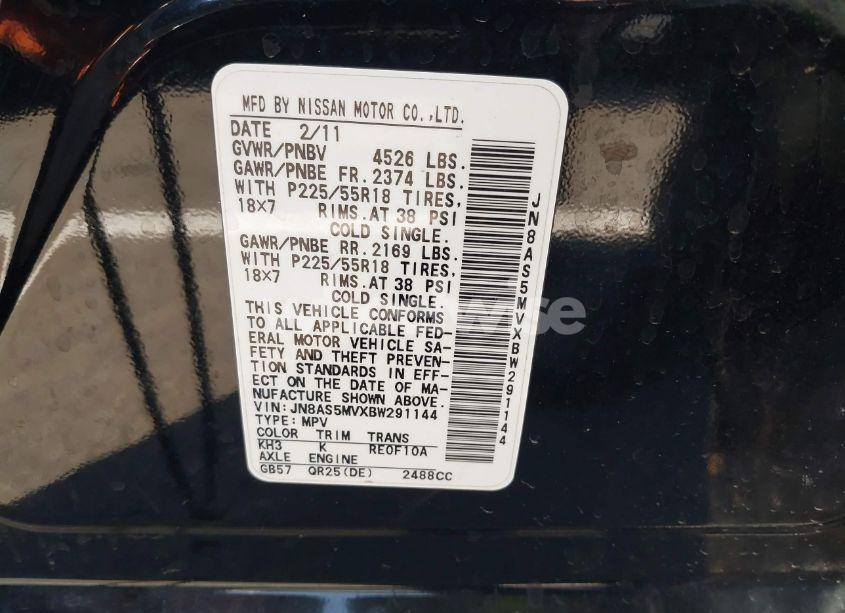 Photo 9 of 2011 Nissan Rogue SV (VIN JN8AS5MVXBW291144)