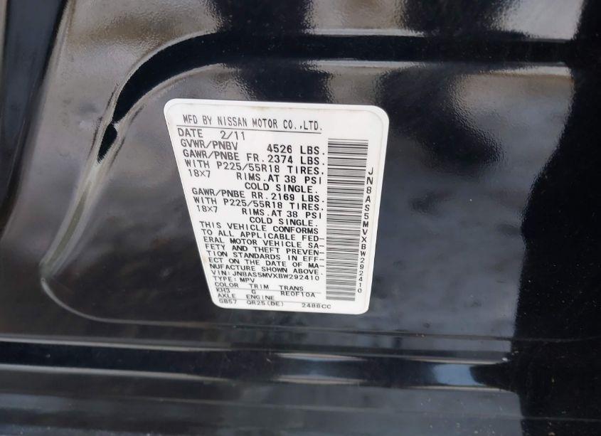 Photo 9 of 2011 Nissan Rogue SV (VIN JN8AS5MVXBW292410)