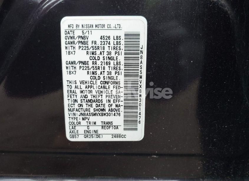 Photo 9 of 2011 Nissan Rogue SV (VIN JN8AS5MVXBW301476)