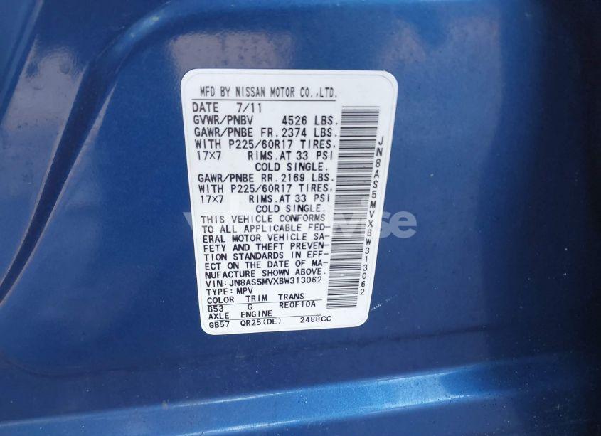 Photo 9 of 2011 Nissan Rogue SV (VIN JN8AS5MVXBW313062)