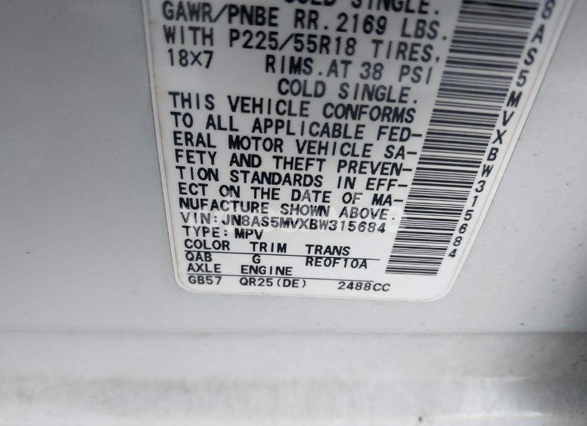 Photo 9 of 2011 Nissan Rogue SV (VIN JN8AS5MVXBW315684)