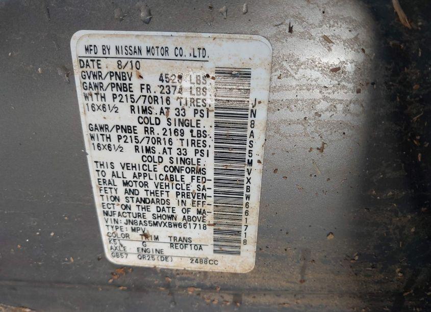 Photo 9 of 2011 Nissan Rogue S (VIN JN8AS5MVXBW661718)