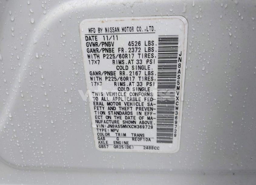 Photo 9 of 2012 Nissan Rogue SV (VIN JN8AS5MVXCW369729)