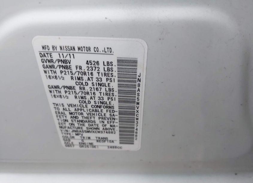 Photo 9 of 2012 Nissan Rogue S (VIN JN8AS5MVXCW374882)