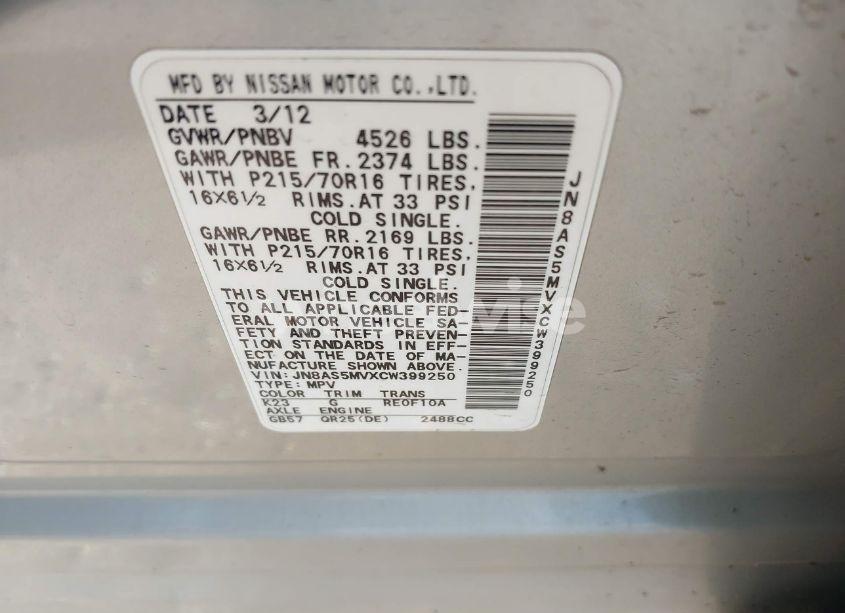 Photo 9 of 2012 Nissan Rogue S (VIN JN8AS5MVXCW399250)