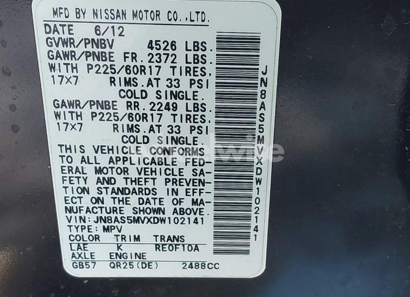 Photo 9 of 2013 Nissan Rogue SV (VIN JN8AS5MVXDW102141)