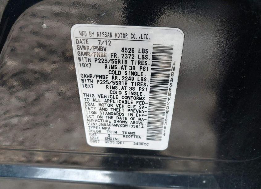 Photo 9 of 2013 Nissan Rogue SV W/SL PKG (VIN JN8AS5MVXDW103614)