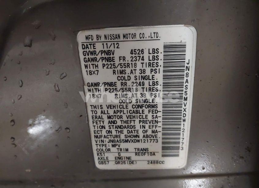 Photo 9 of 2013 Nissan Rogue SV W/SL PKG (VIN JN8AS5MVXDW121773)