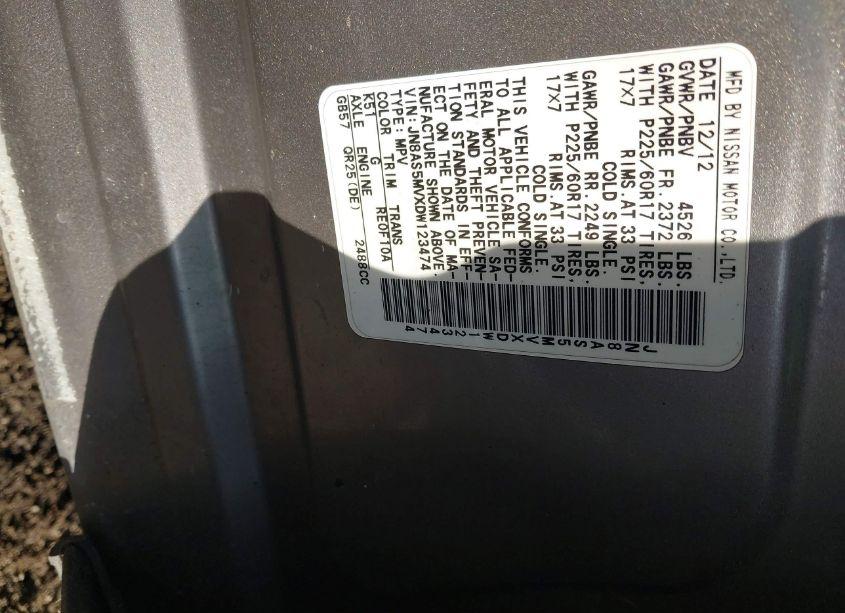 Photo 9 of 2013 Nissan Rogue SV (VIN JN8AS5MVXDW123457)