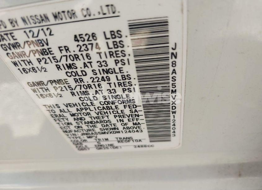 Photo 9 of 2013 Nissan Rogue S (VIN JN8AS5MVXDW124043)