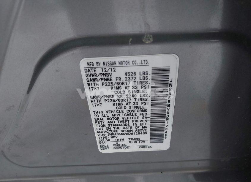 Photo 9 of 2013 Nissan Rogue SV (VIN JN8AS5MVXDW126469)