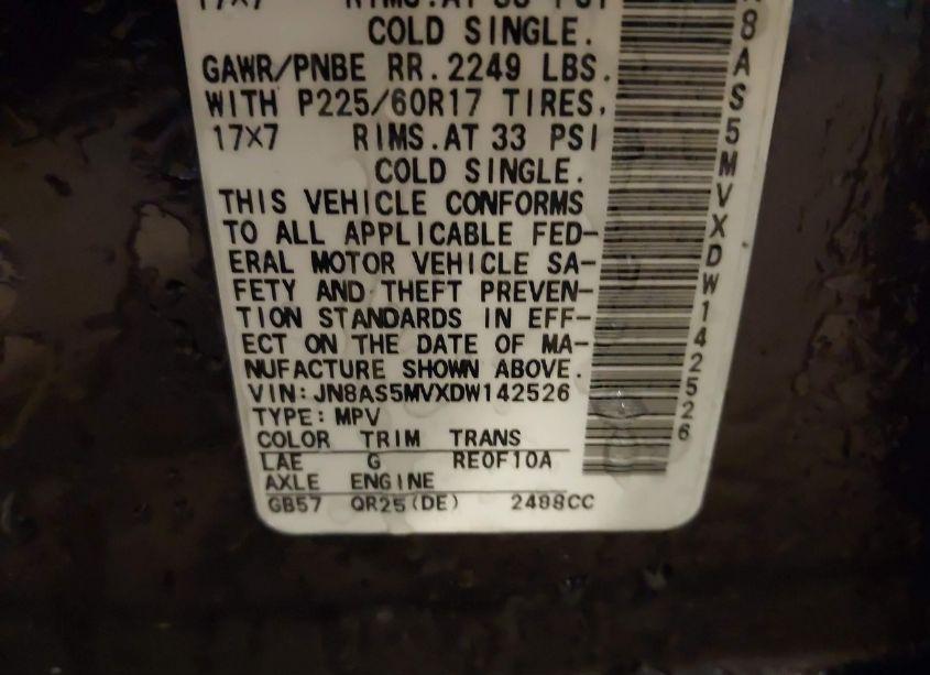 Photo 9 of 2013 Nissan Rogue SV (VIN JN8AS5MVXDW142526)