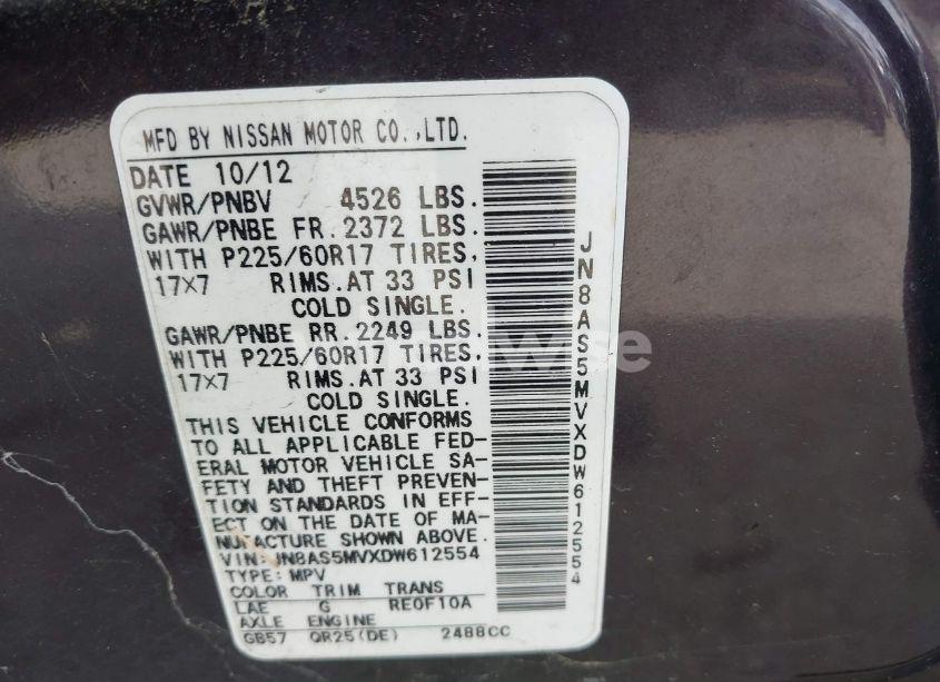 Photo 9 of 2013 Nissan Rogue SV (VIN JN8AS5MVXDW612554)