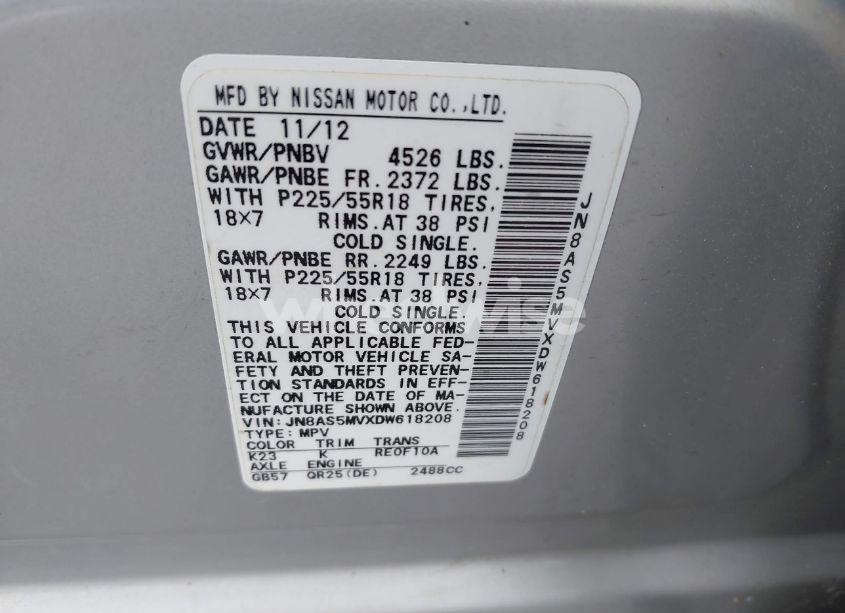 Photo 9 of 2013 Nissan Rogue SV W/SL PKG (VIN JN8AS5MVXDW618208)