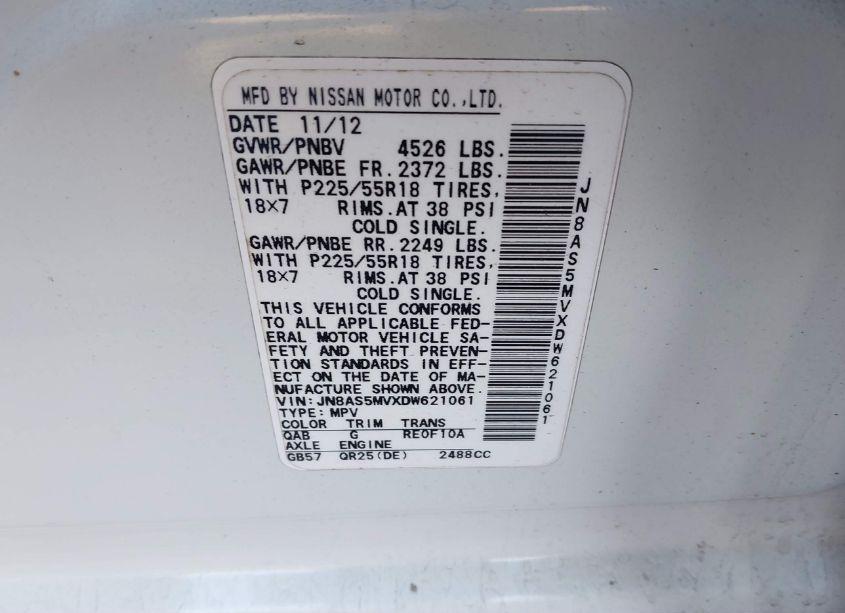 Photo 9 of 2013 Nissan Rogue SV W/SL PKG (VIN JN8AS5MVXDW621061)