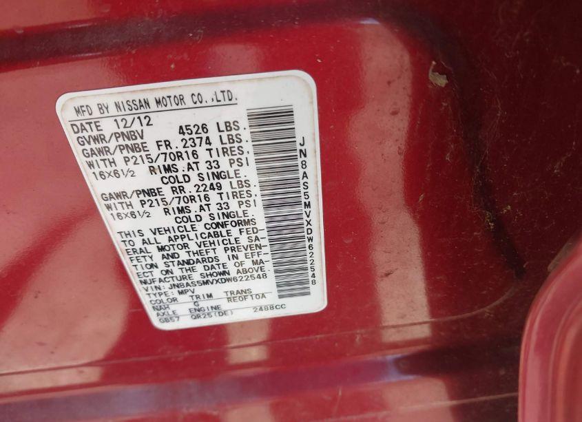 Photo 9 of 2013 Nissan Rogue S (VIN JN8AS5MVXDW622548)