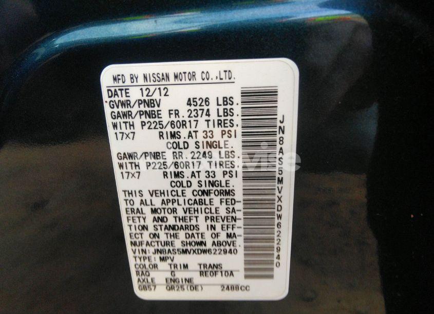 Photo 9 of 2013 Nissan Rogue SV (VIN JN8AS5MVXDW622940)