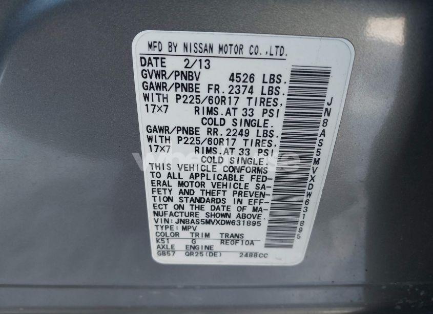 Photo 9 of 2013 Nissan Rogue SV (VIN JN8AS5MVXDW631895)